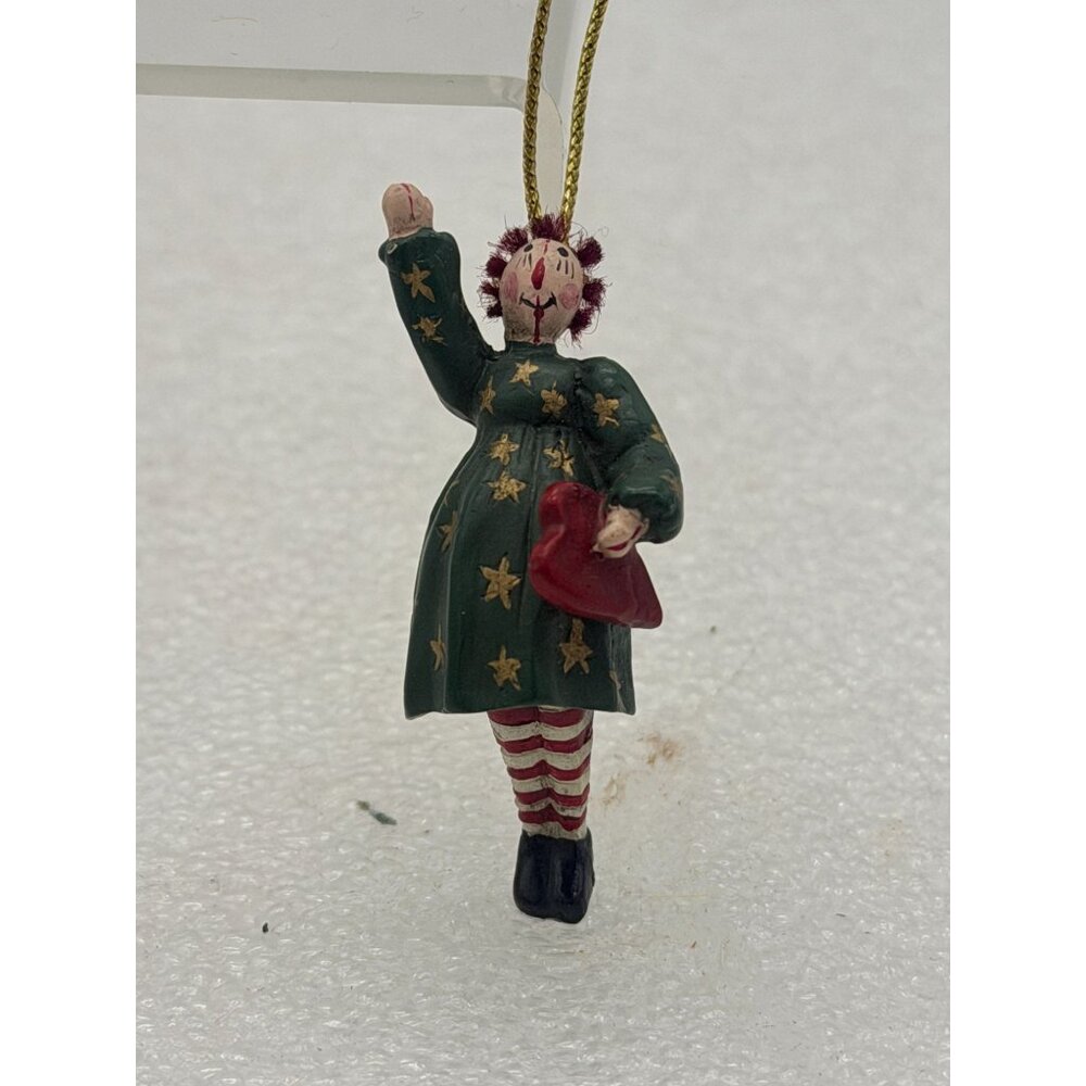Mary Beth Baxter Folk Art Raggedy Ann Holding Heart Christmas Ornament